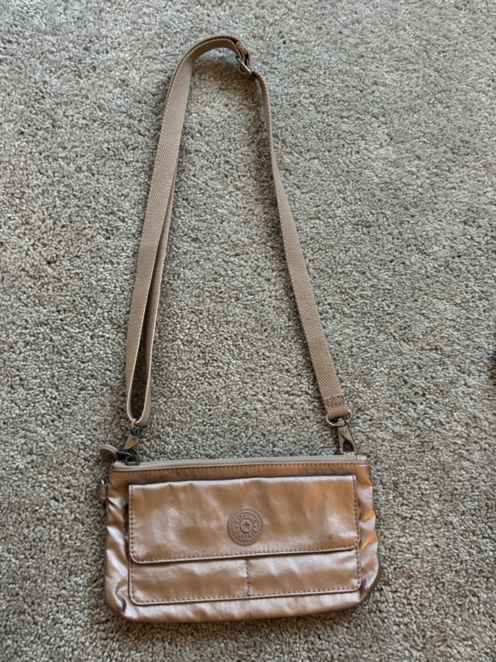 Kipling Metallic Tan Crossbody Wallet